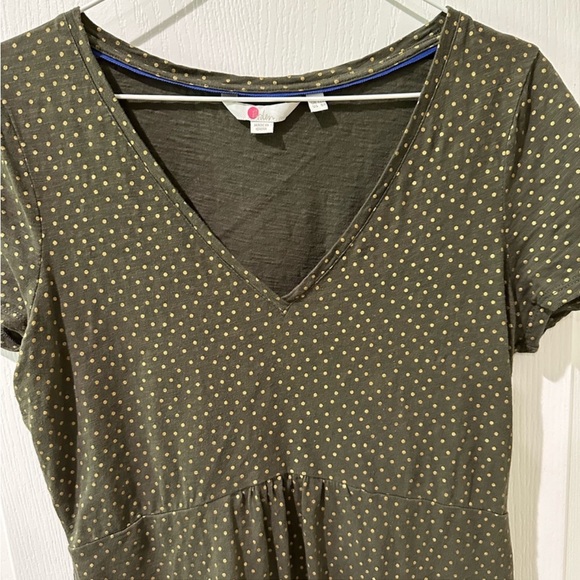 Boden Green Dress with Gold Polka Dots - Picture 4 of 9